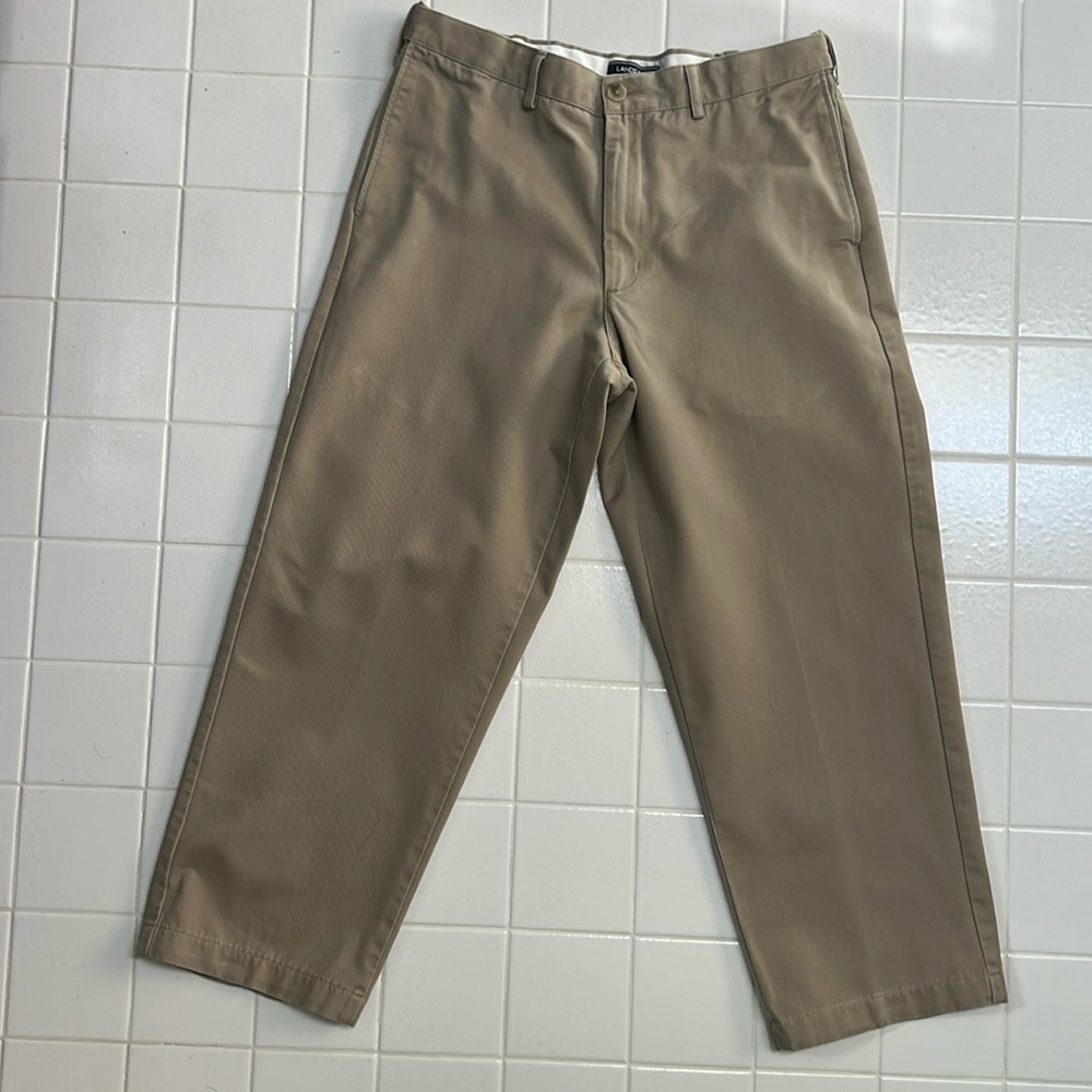 Tan Chino Pants with Relaxed Fit and Belt Loops